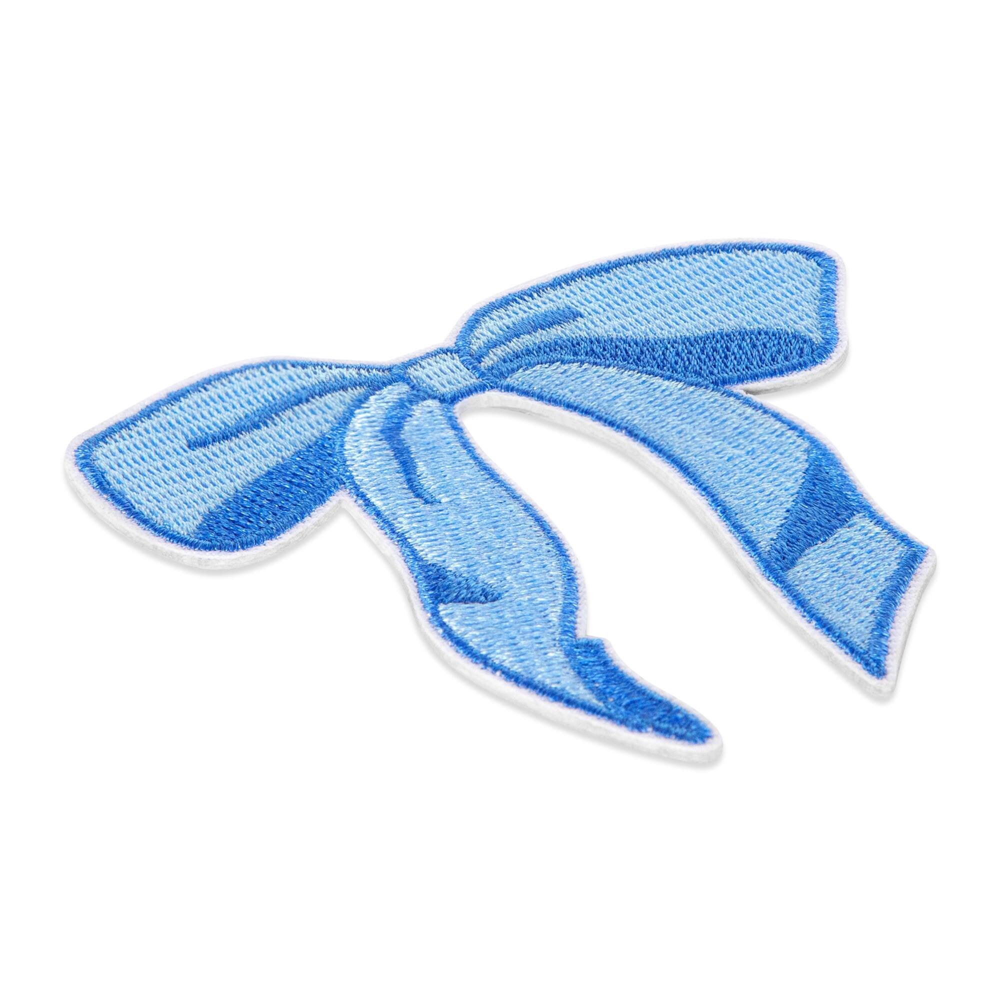 Summer Blue Bow Iron-On & Adhesive Embroidered Patch by Make Market®
